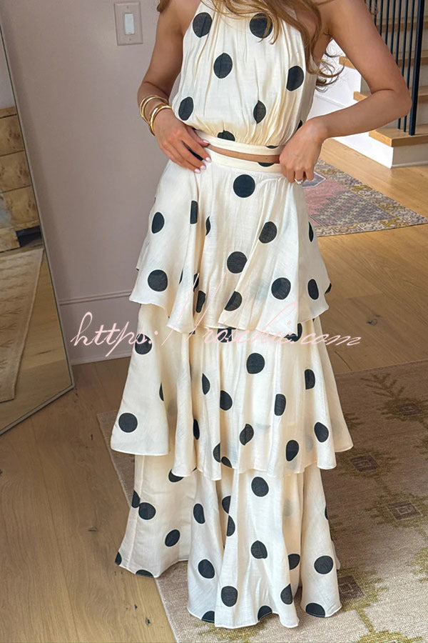 Polka Dot High Neck Sleeveless Top – Loose Fit