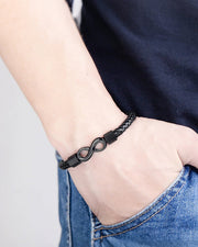 Men's Braided Leather Bracelet with Gift Box