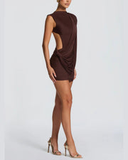 Asymmetric Backless Mini Dress
