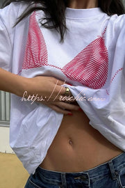 Printed Loose Crew Neck T-Shirt – Casual Short Sleeve Top