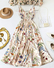 Botanical Breeze V-Neck Floral Slip Dress