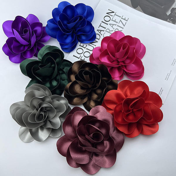 Satin Fabric Flower Brooch for Women