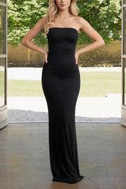 Off-Shoulder Fishtail Maxi Dress – Sleeveless Slim Fit