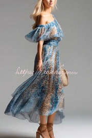 Leopard Print One-Shoulder Flowy Maxi Dress