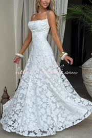 Robe longue à lacets et col bénitier en jersey dévoré fleuri