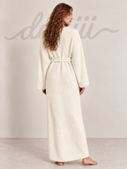 Textured Knit Full-Length Robe with Tie Belt