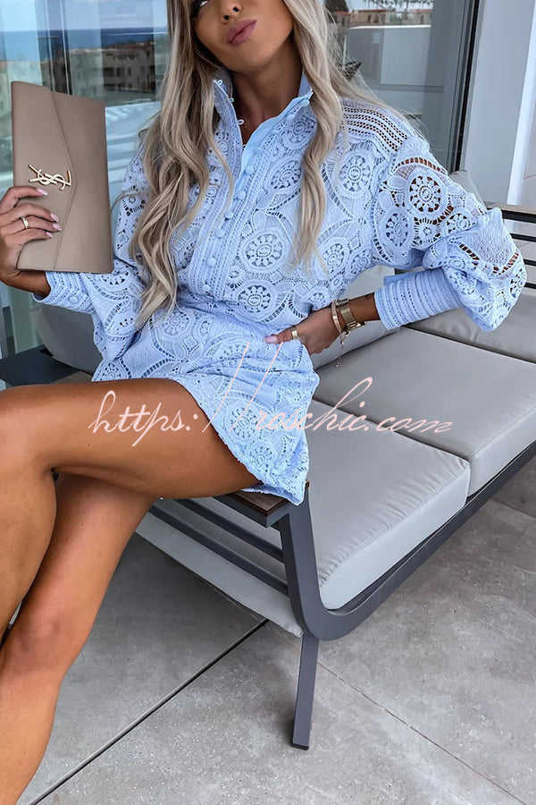 Crochet Lace Blouse and Shorts Set – Loose Fit Party Look