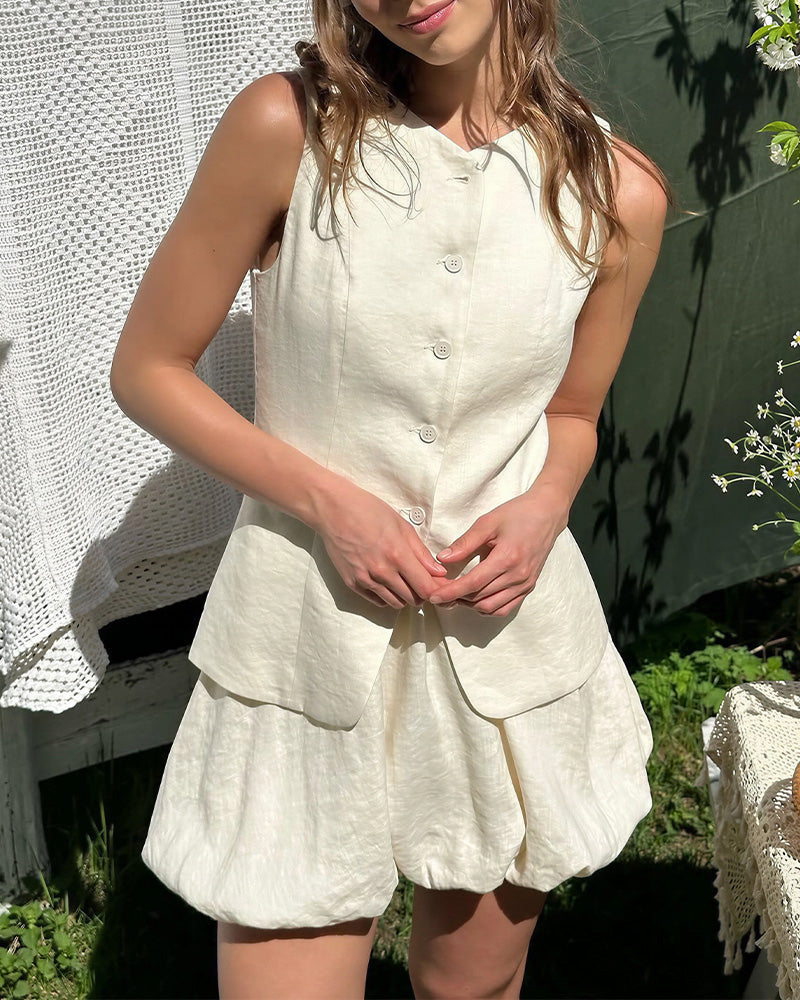 Cotton Vest & Bubble Skirt Set