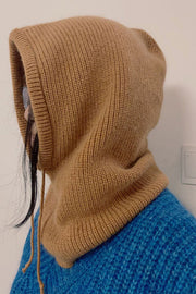Knitted Wool Beanie with Neck Warmer – Women's Hat