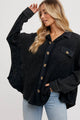 Women's Waffle Knit Shacket Batwing Sleeve Loose Fall Jacket Back to School