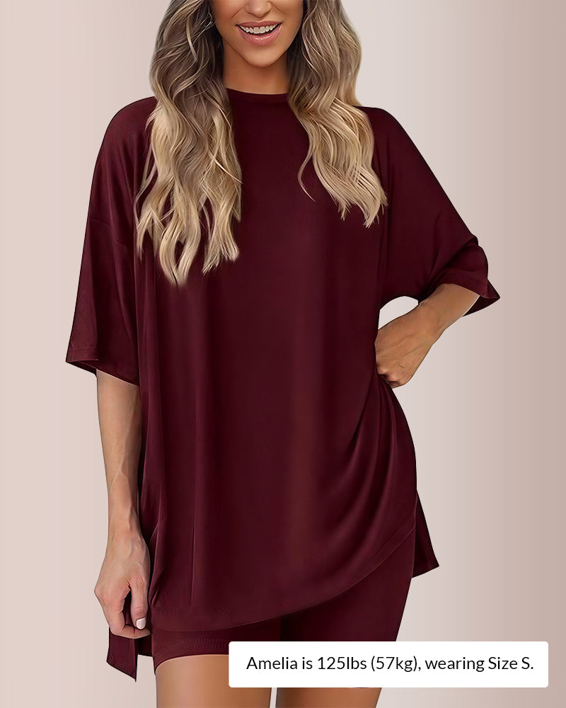 Duniii Oversized Tee & Biker Shorts Lounge Set