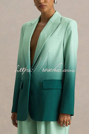 Ombre Satin Lapel Blazer – Single Button Loose Fit