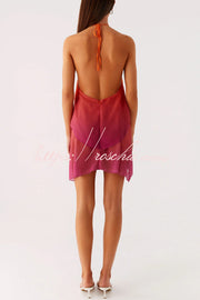 Gradient Halter Neck Backless Mini Dress – Loose Fit