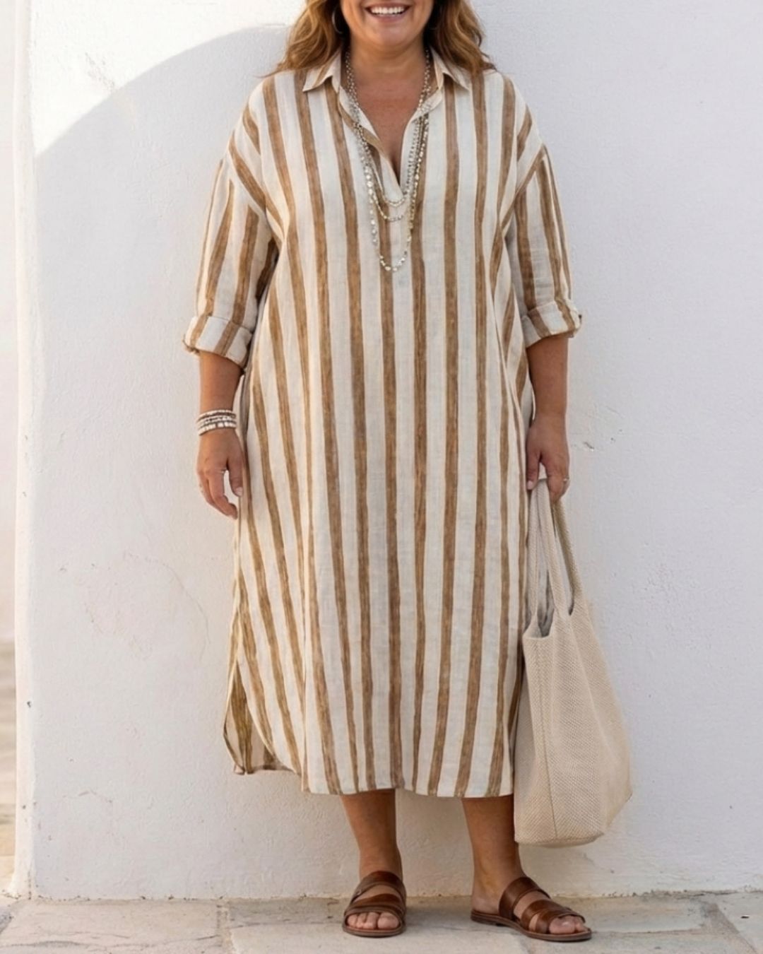 Striped Bohemian Maxi Dress – Casual Flowy Style