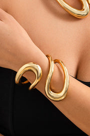 Twisted Double Layer Alloy Bracelet Necklace Ring Set