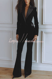 Velvet High Rise Flare Pants with Elastic Waist