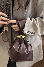 Retro Pleated Bucket Bag with Zipper Closure