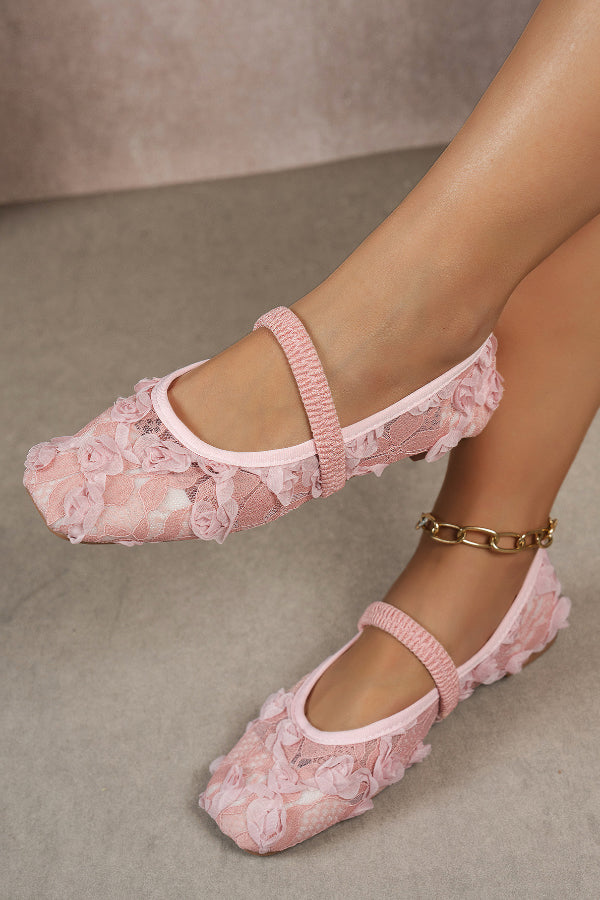 Rose Square Toe Flat Casual Shoes for Women