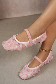 Rose Square Toe Flat Casual Shoes for Women