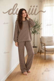 Duniii Striped Cotton Long Sleeve Lounge Set