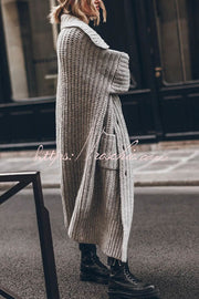 Chunky Knit Oversized Midi Cardigan with Pockets