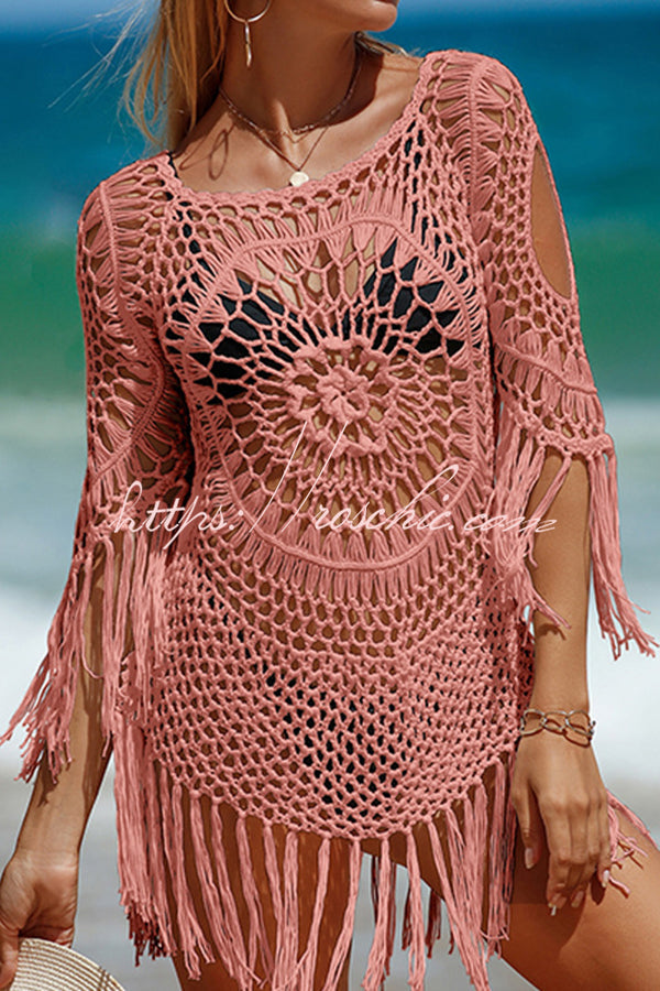 Knit Cutout Cover Up | Crew Neck Beach Cover-Up