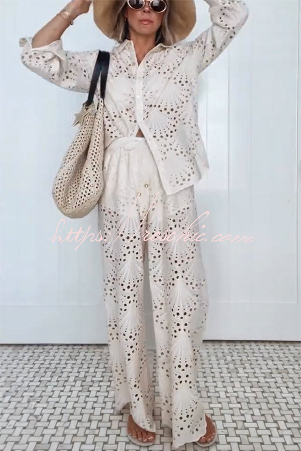 Embroidered Lace Long Sleeve Loose Blouse
