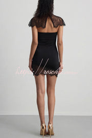Lace Strapless Slim-Fit Mini Dress for Parties