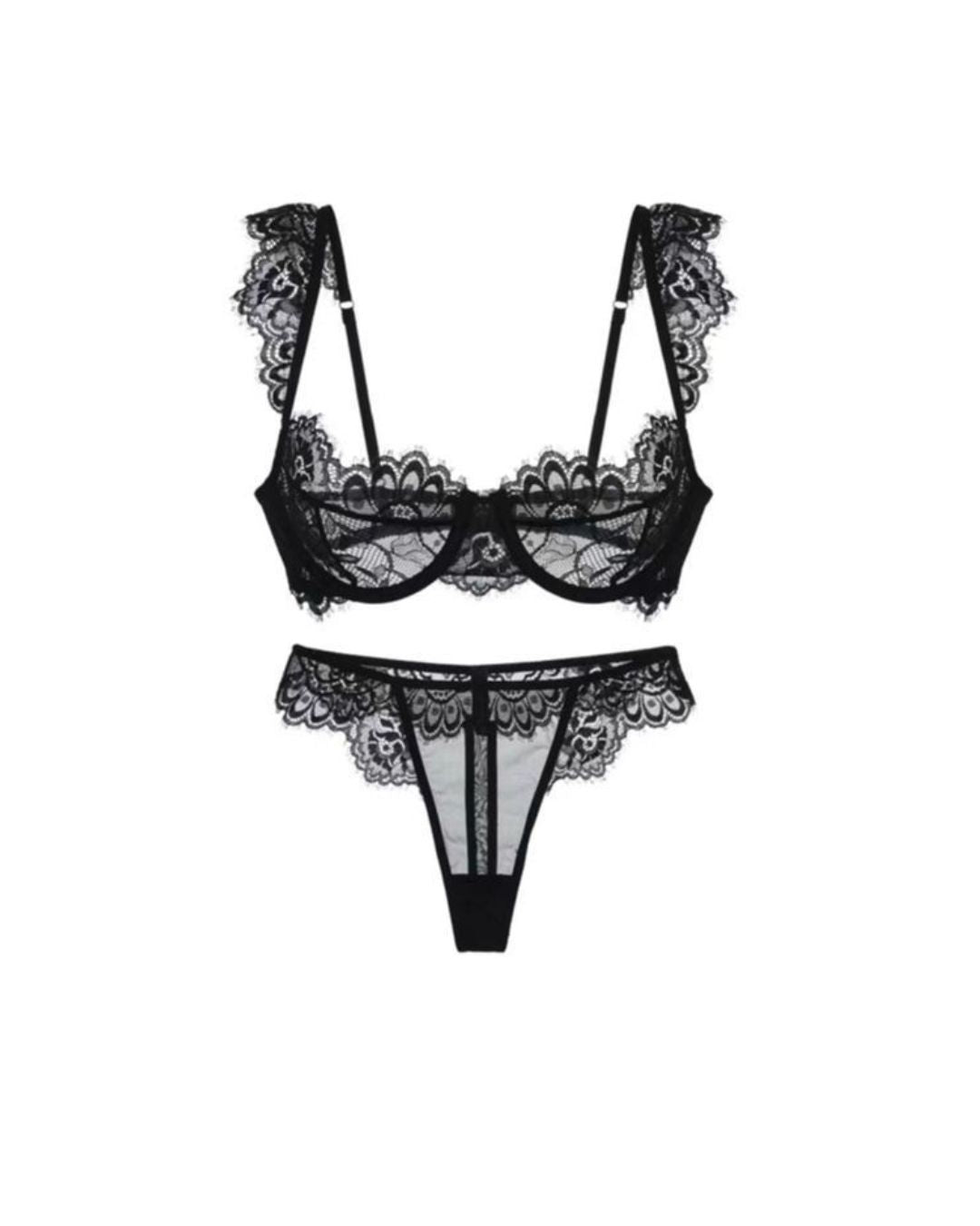 French Elegant Eyelash Lace Bra Set