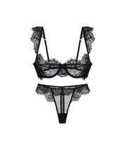 French Elegant Eyelash Lace Bra Set