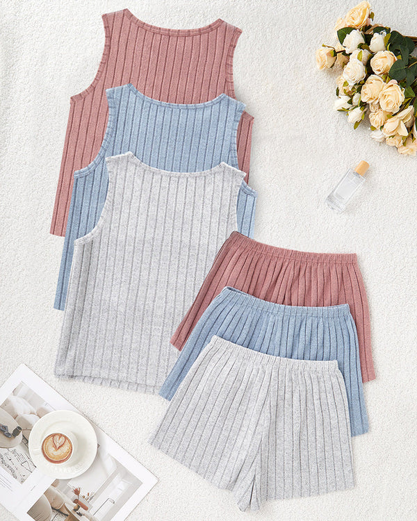 Ensemble pyjama en tricot côtelé – Débardeur et short