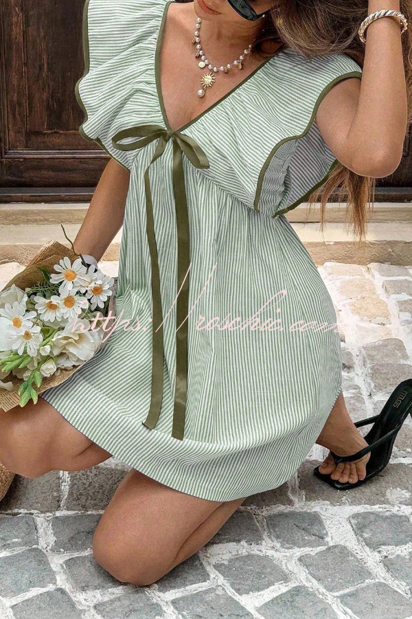 Striped Sleeveless V-Neck Mini Dress – Loose Fit Vacation