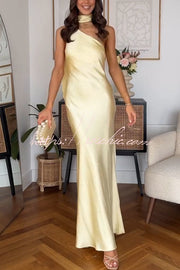 Satin One Shoulder Maxi Dress – Ankle-Length Party Gown