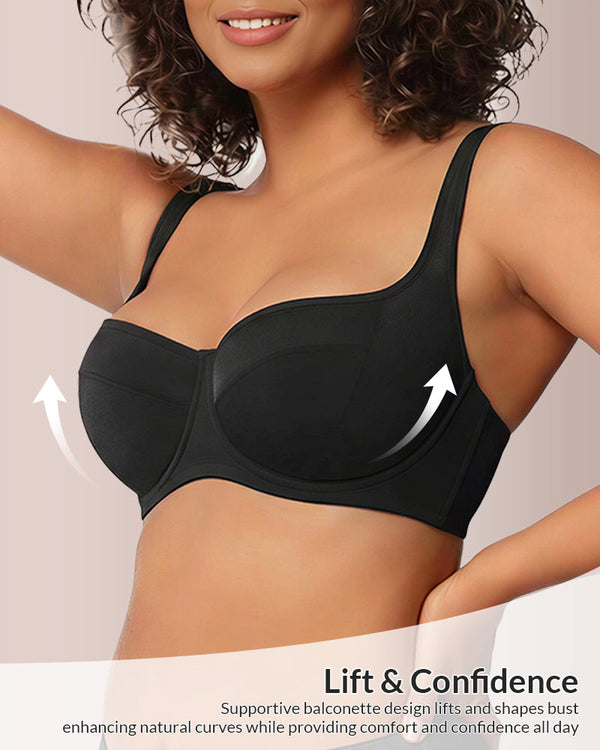 Plus Size Unlined Balconette Bra with Underwire Support