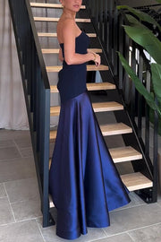 Satin Strapless Flare Maxi Dress – Patchwork Gown