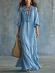 Sky Blue Ruffled Maxi Dress with Flowing Tiered Detail