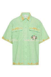 Linen Blend Short Sleeve Shirt & Shorts Set – Loose Fit