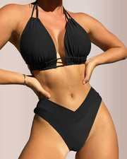 Tie-Back Triangle Bikini Top – High-Cut Swimwear