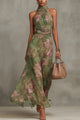 Floral Print Halter Neck Maxi Dress | Vacation Casual