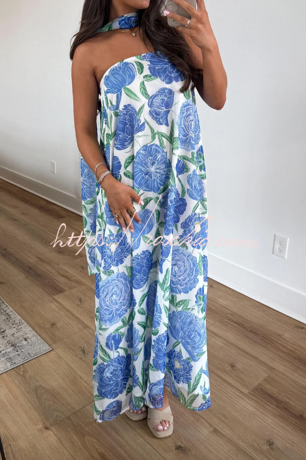 Floral Print Off-Shoulder Maxi Dress – Loose Vacation Fit