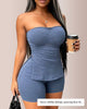 Ribbed Strapless Tube Top and Shorts Two-Piece Lounge Set