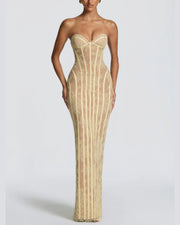 Lace Strapless Bodycon Maxi Dress