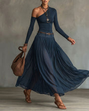 One-Shoulder Tulle Skirt Set