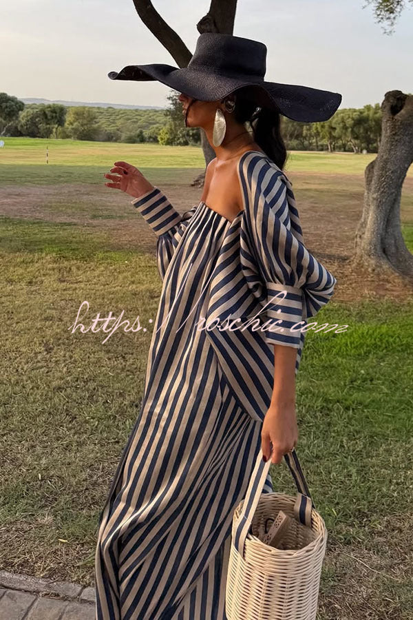 Berry Satin Maxi Dress with Detachable Balloon Sleeves