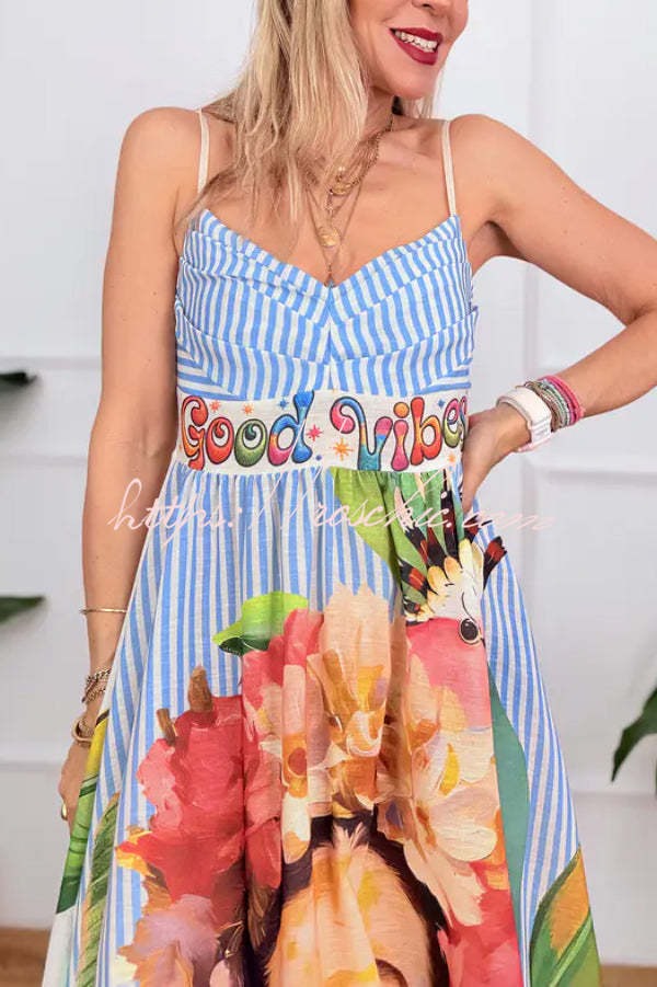 Blue & White Striped Sundress – Loose Fit Long Vacation Dress