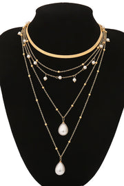 Vintage Imitation Pearl Necklace with Gold Chain