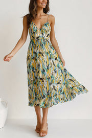 Colorful Printed Midi Dress – Sleeveless Vacation Style