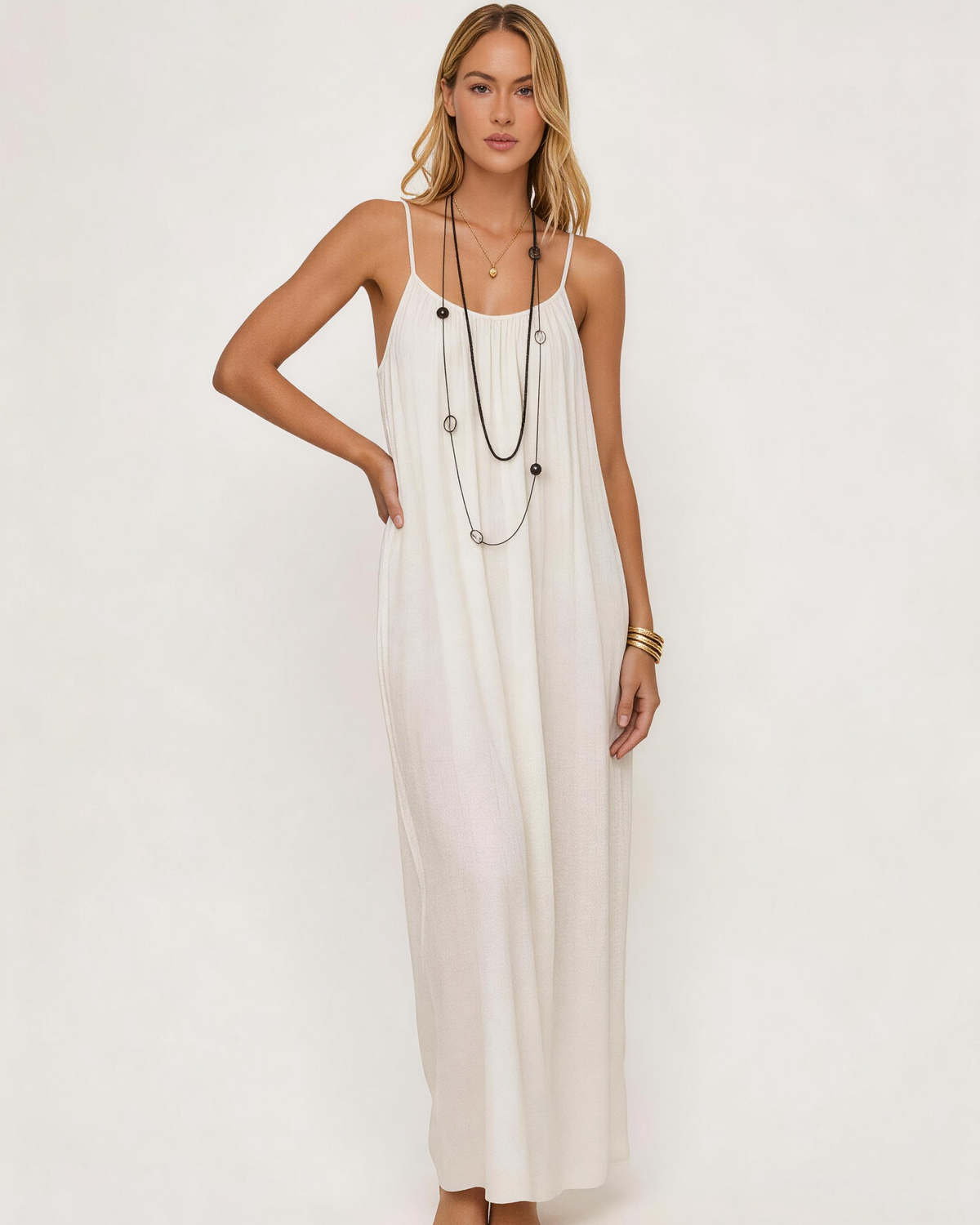 Solid Color Backless Cami Dress